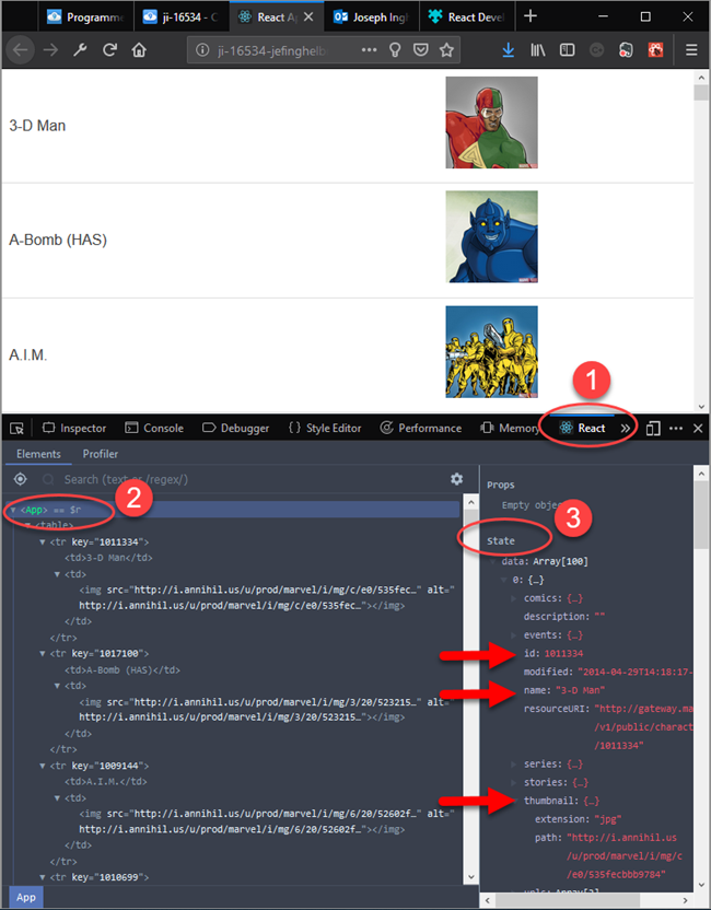 React Marvel API gegevens binnenhalen